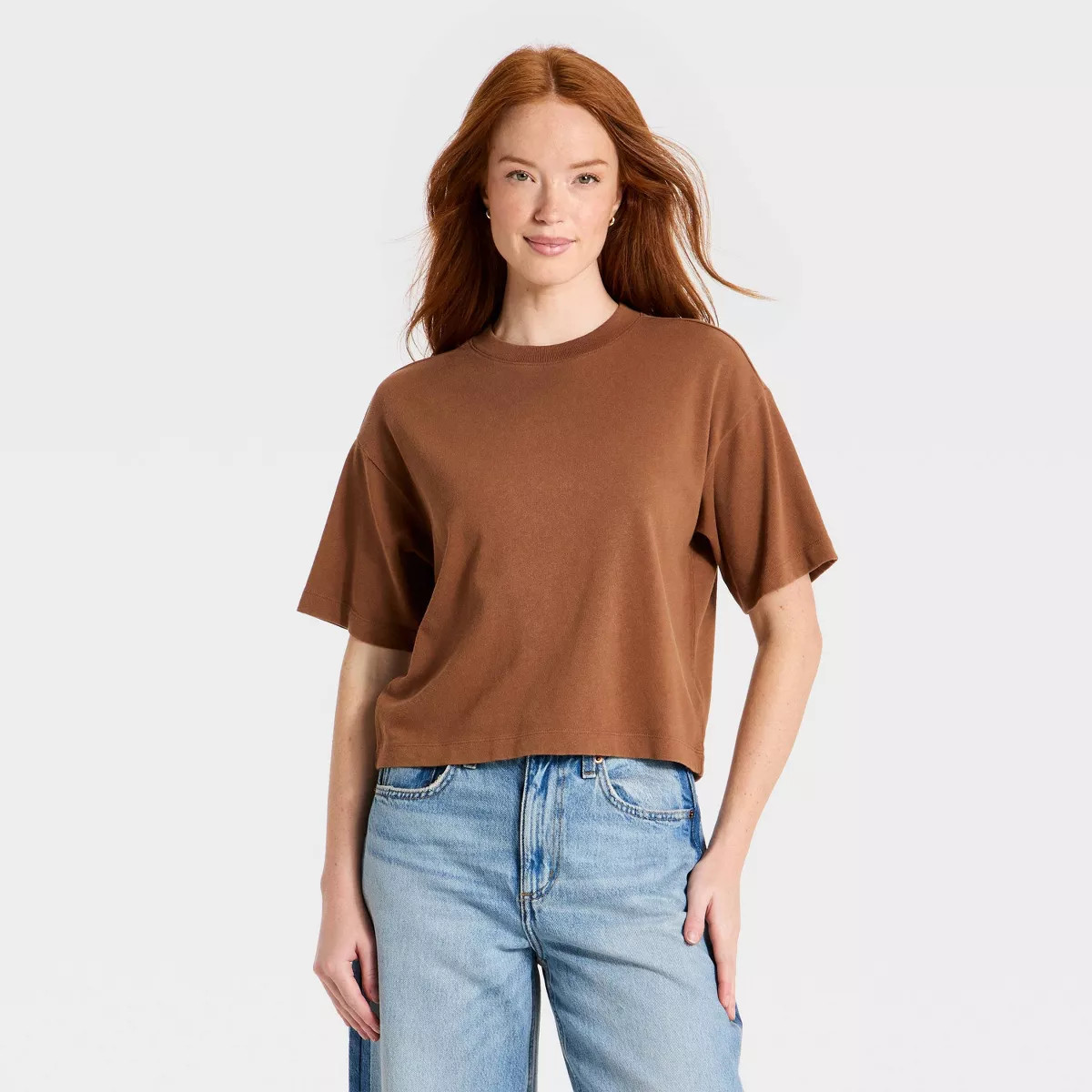 Women's Boxy Vintage Cotton Shirt - Universal Thread™ Brown L | Target