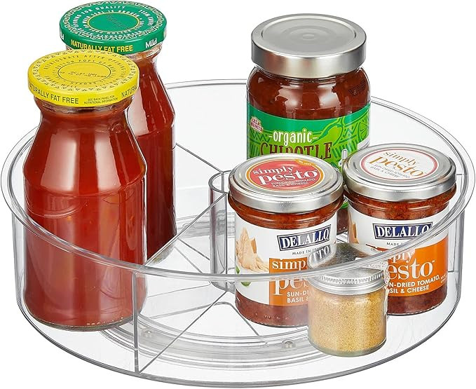 mDesign Lazy Susan Turntable Divided Spinner for Kitchen/Bathroom, Pantry, Fridge, Cupboards Orga... | Amazon (US)
