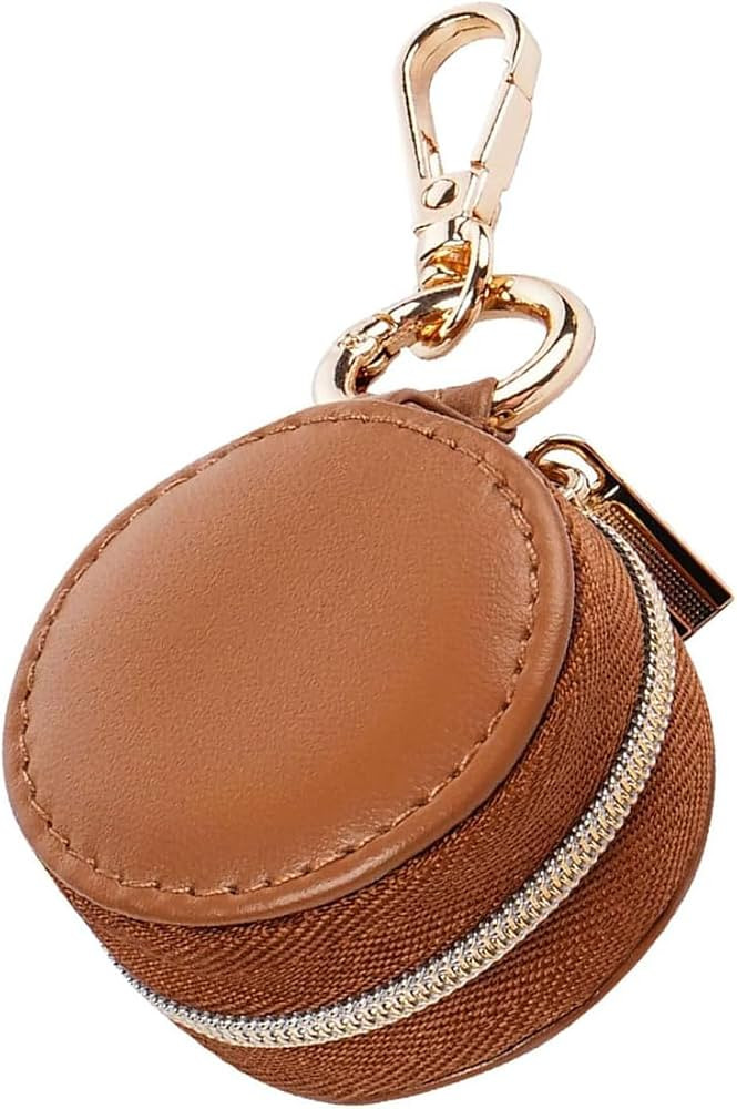 Jewelry Ring Holder Keychain Small Portable Travel Sports Case, Brown | Amazon (US)