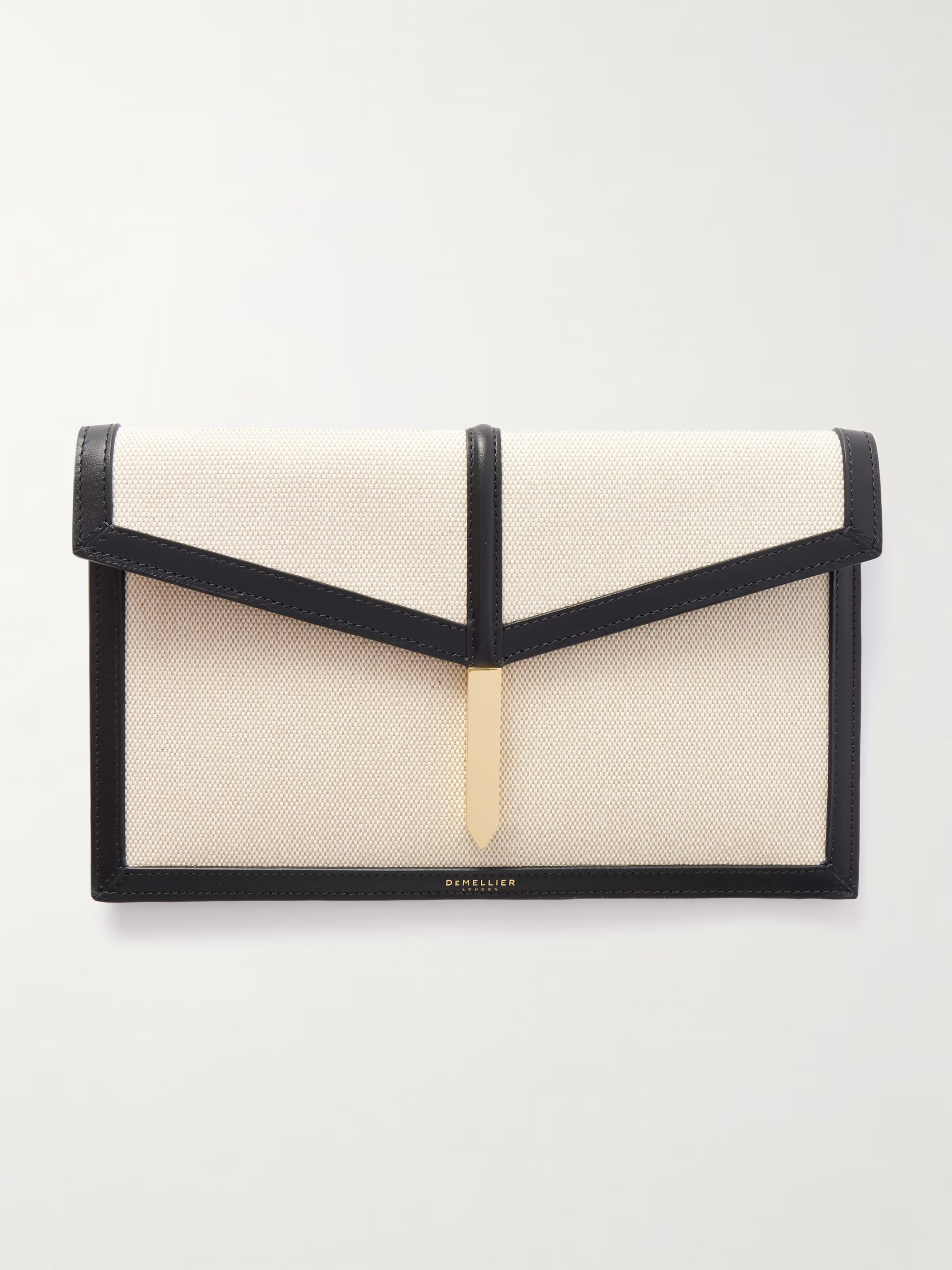 Tokyo leather-trimmed canvas clutch | NET-A-PORTER APAC