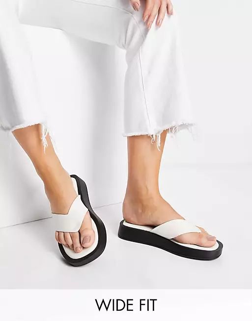 RAID Wide Fit Dornea chunky toe post sandals in off white | ASOS (Global)