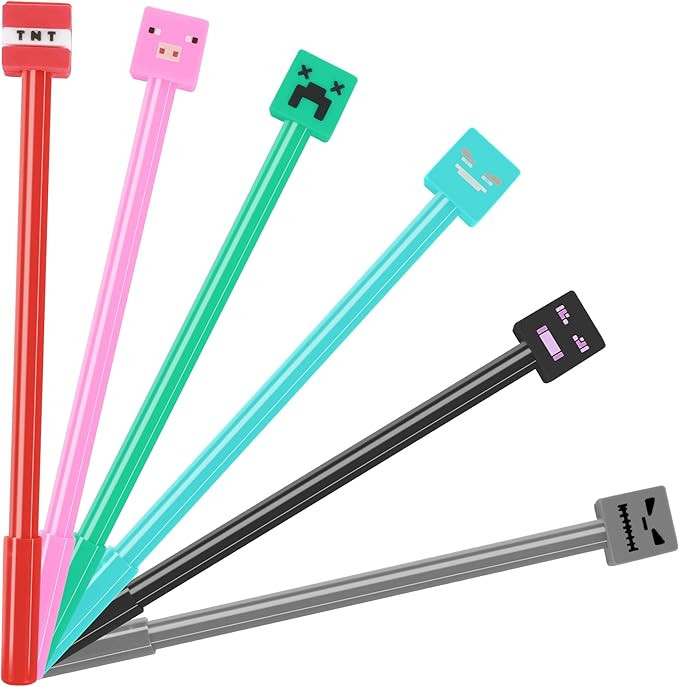 24 Pcs Pixel Miner Themed Assorted Gel Pens Party Favor Mine Pixel Craft Classroom Rewards Prizes... | Amazon (US)