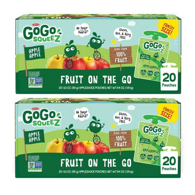 GoGo squeeZ Applesauce and Fruit Puree, Apple Apple - 3.2oz/40ct | Target