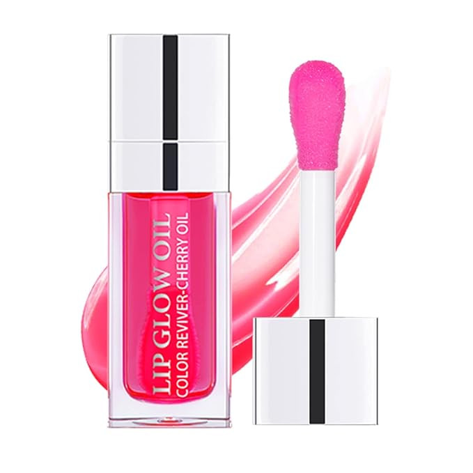 Plumping Lip Oil, Hydrating Gloss Tinted Lip Balm Transparent Lip Care, Big Brush Head Glitter Sh... | Amazon (US)