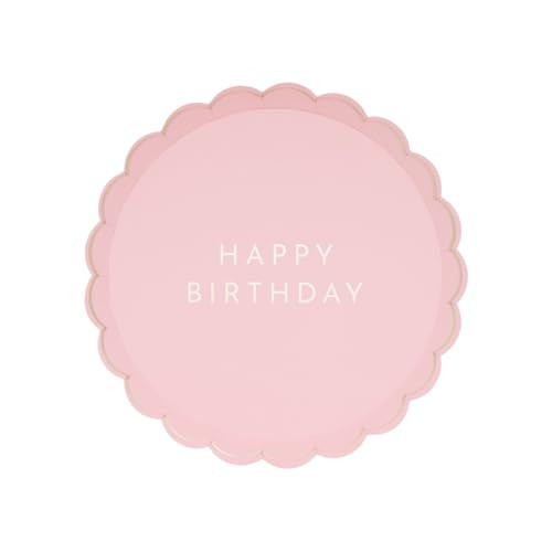 Bonjour Fete Pink Happy Birthday Paper Party Plates | Disposable Plates, Cake Plates, Dessert Plates, Appetizer Plates | Premium Party Supplies | Happy Birthday Decorations | Pack of 8, 8.5" D | Amazon (US)