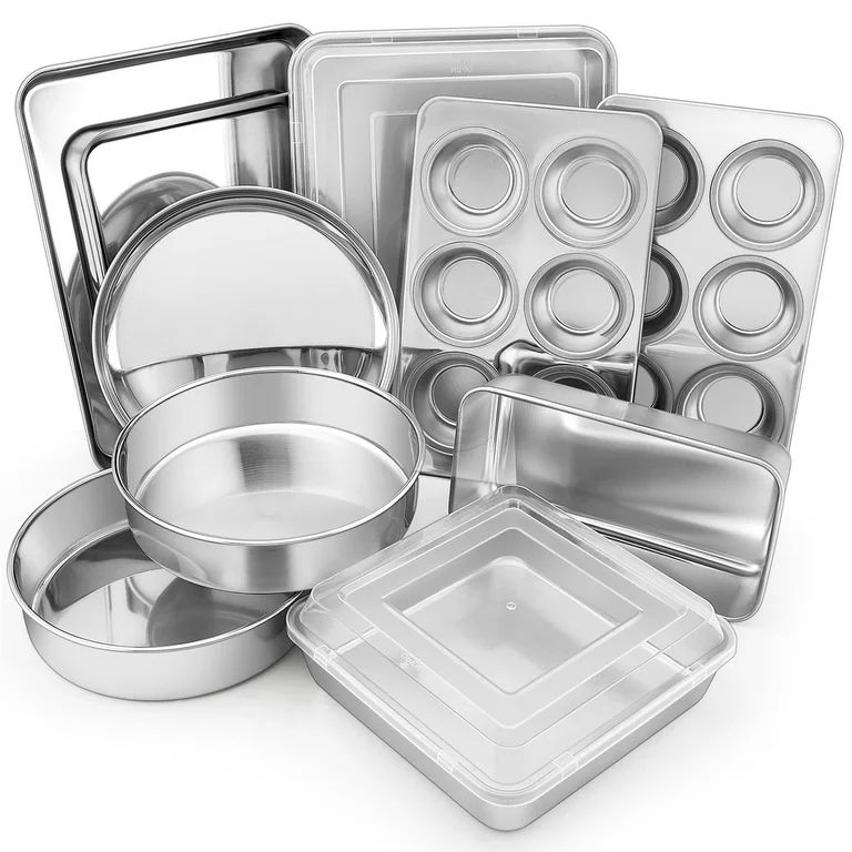 Vesteel 12 Piece Stainless Steel Bakeware Sets, Metal Baking Pan Tray Set, Non-Toxic & Dishwasher... | Walmart (US)