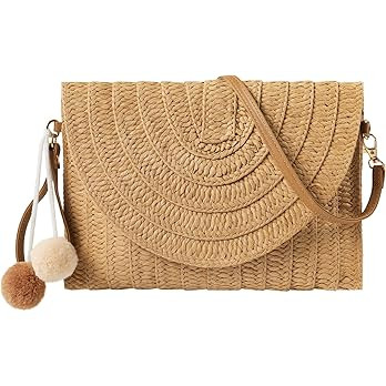 LEVOTIER Woven Straw Crossbody Bags for Women - Handmade Casual Beach Purse | Amazon (US)