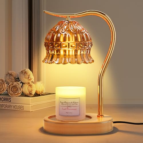 Candle Warmer Lamp with Timer, Vintage Flower Candle Lamp Warmer, Dimmable Electric Lamp Candle Warmer with 2 Bulbs for Scented Jar Candles, House Warming Gifts for Mom Women Home Room Office Decor | Amazon (US)