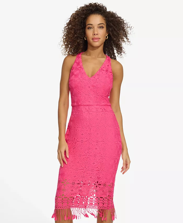 Siena
          
        
  
      
          Women's Eyelet-Lace Tasseled-Hem A-Line Dress | Macy's