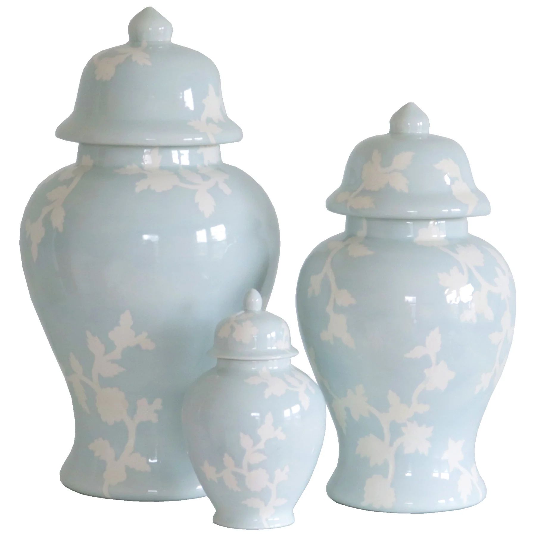 Chinoiserie Dreams Ginger Jars in Hydrangea Light Blue | Ruby Clay Company