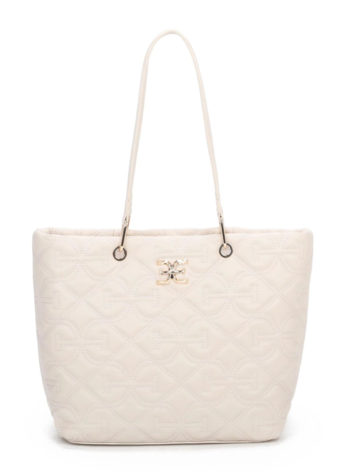 Sam Edelman Women's Viviana Monogram Quilt Tote Bag, Ivory | Walmart (US)