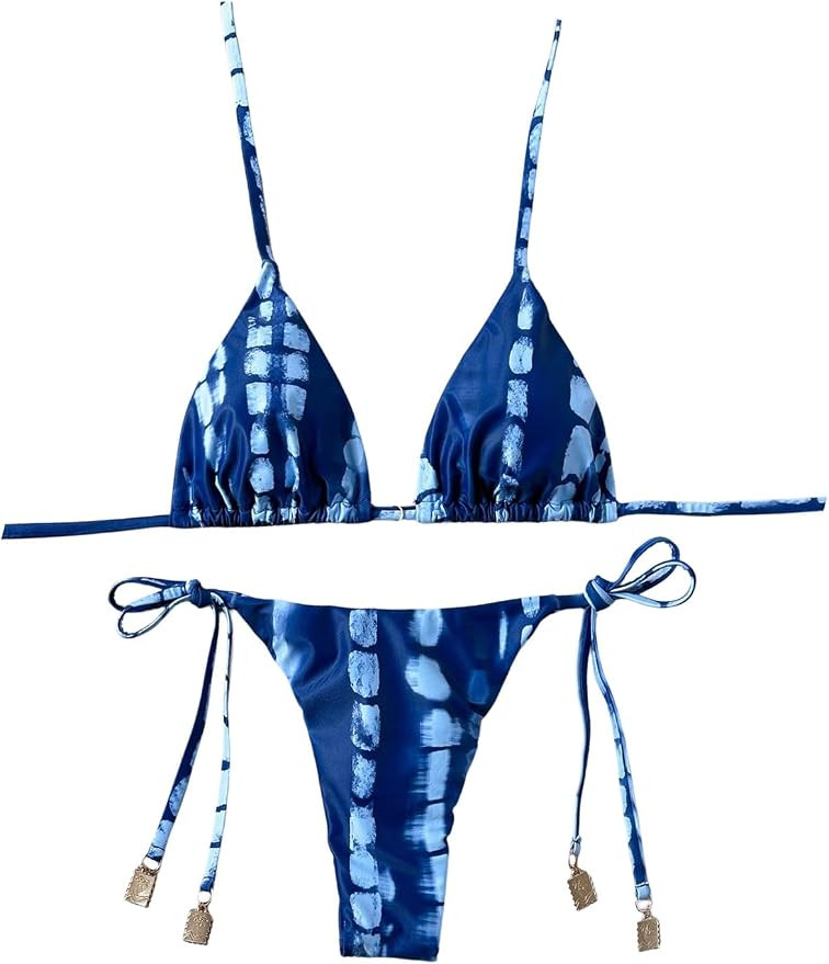 SweatyRocks Women's 2 Piece Bikini Set Halter Triangle Swimsuit Backless High Cut Cheeky Bathing ... | Amazon (US)