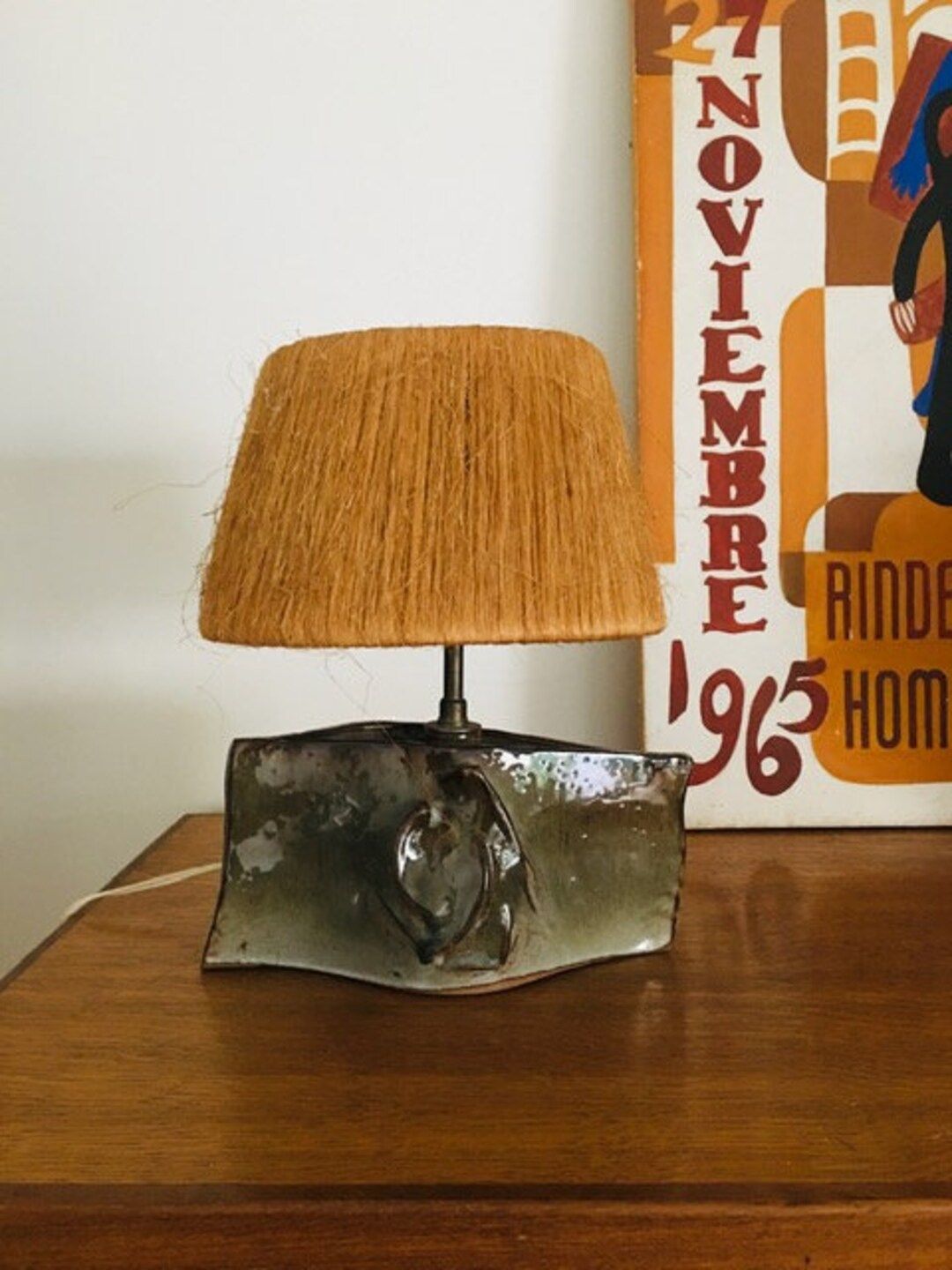 VINTAGE 1970 Ceramic Lamp Sandstone Deco Seventies Lampshade - Etsy | Etsy (US)