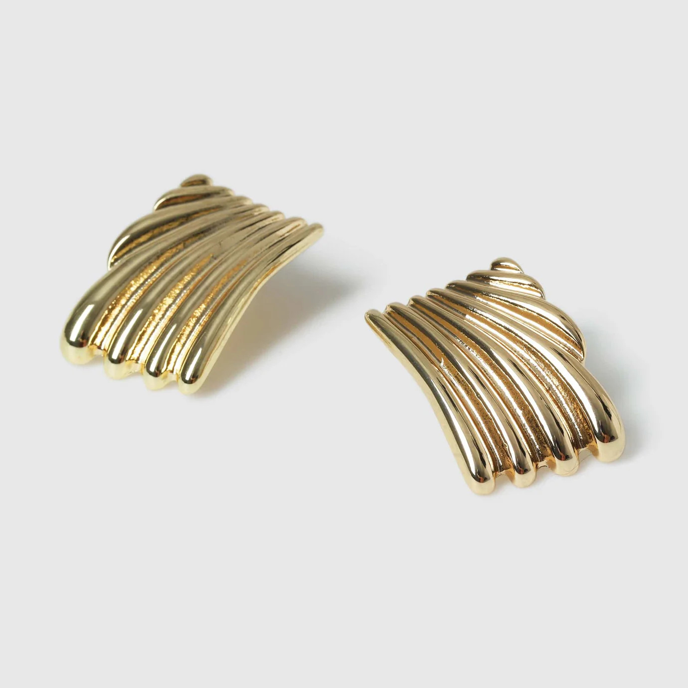 SQUARE RIDGE STUD EARRINGS - GOLD PLATED | WAT The Brand