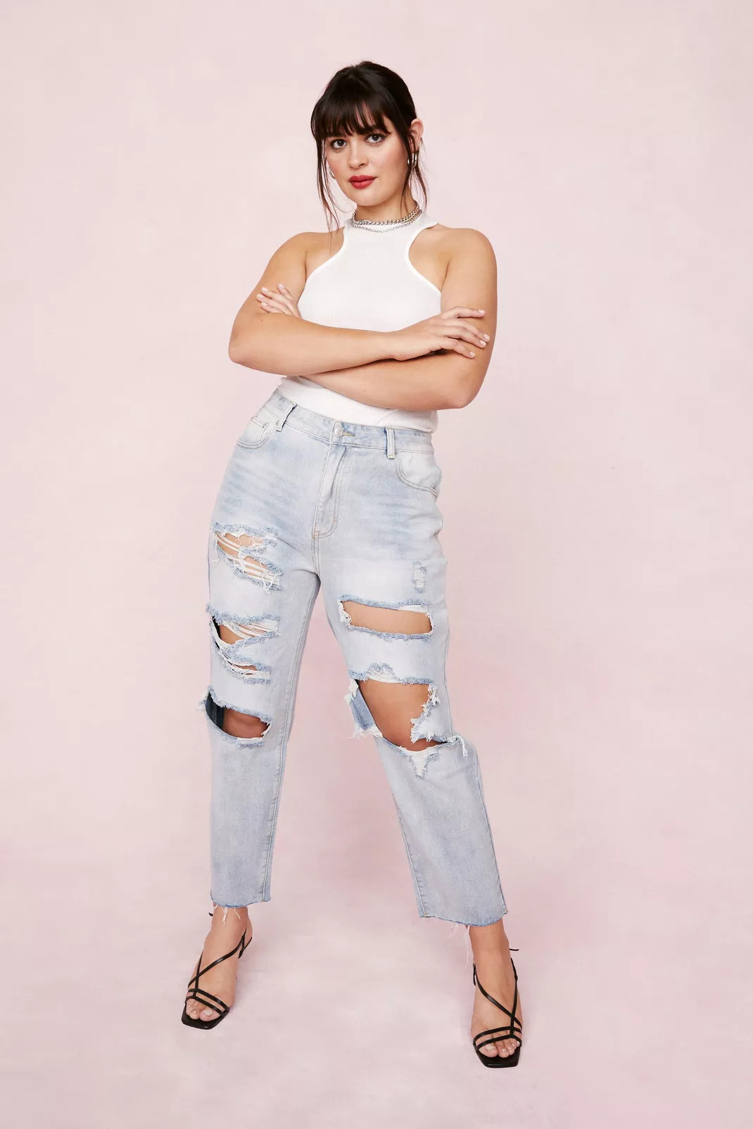 Plus Size Ripped High Waisted Jeans | Nasty Gal (US)