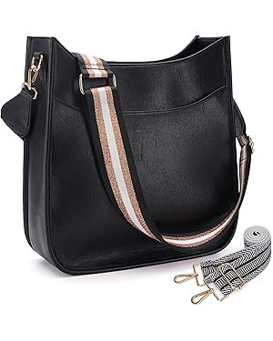 HKCLUF Crossbody Bag for Women Vegan Leather Hobo Handbags Guitar Strap Purse Shoulder Bucket Bag... | Amazon (US)