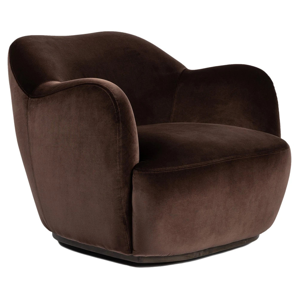 Justine Modern Classic Cocoa Brown Swivel Barrel Chair | Kathy Kuo Home
