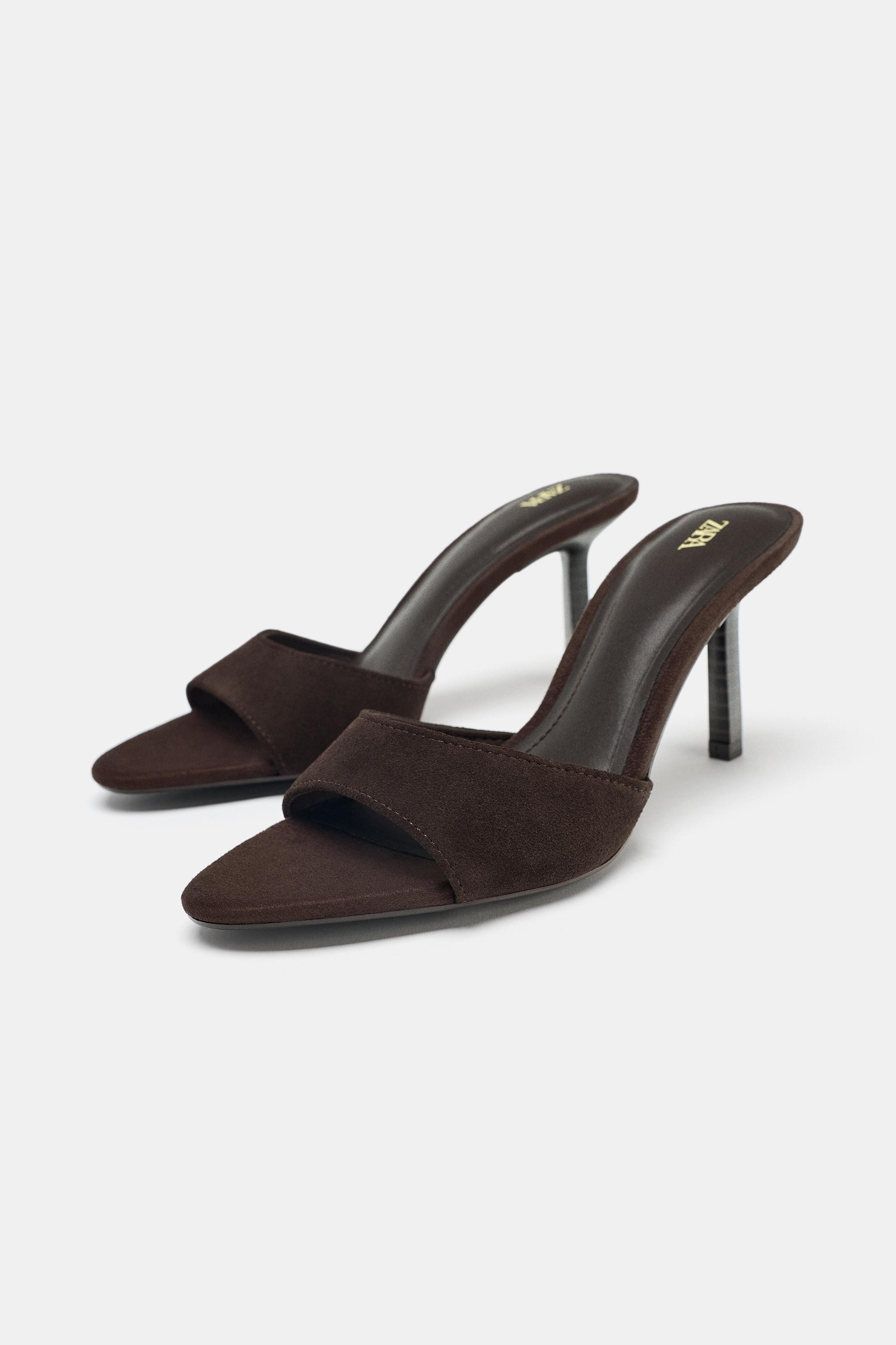 SPLIT LEATHER HEELED SANDALS | Zara US