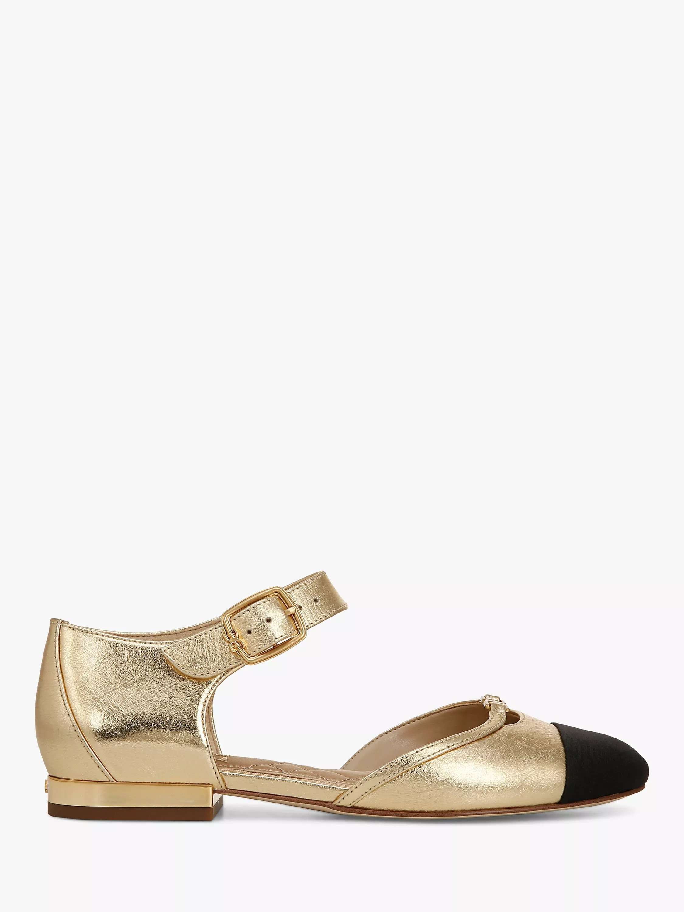 Sam EdelmanRylie Metallic Leather Mary Janes, Amber Gold/Black | John Lewis (UK)