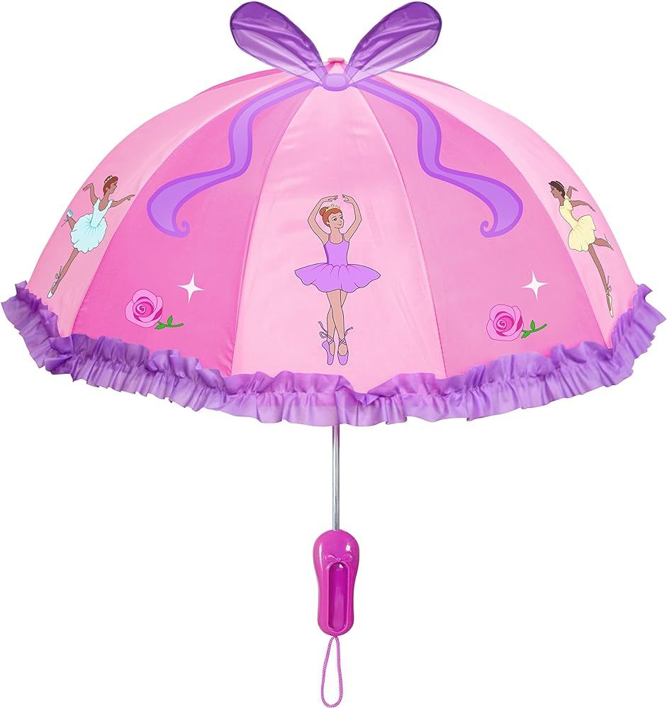 Kidorable Pink Ballerina Umbrella for Girls w/Fun Ballet Dancers, Pop-Out Ribbon, Pointe Shoe Han... | Amazon (US)