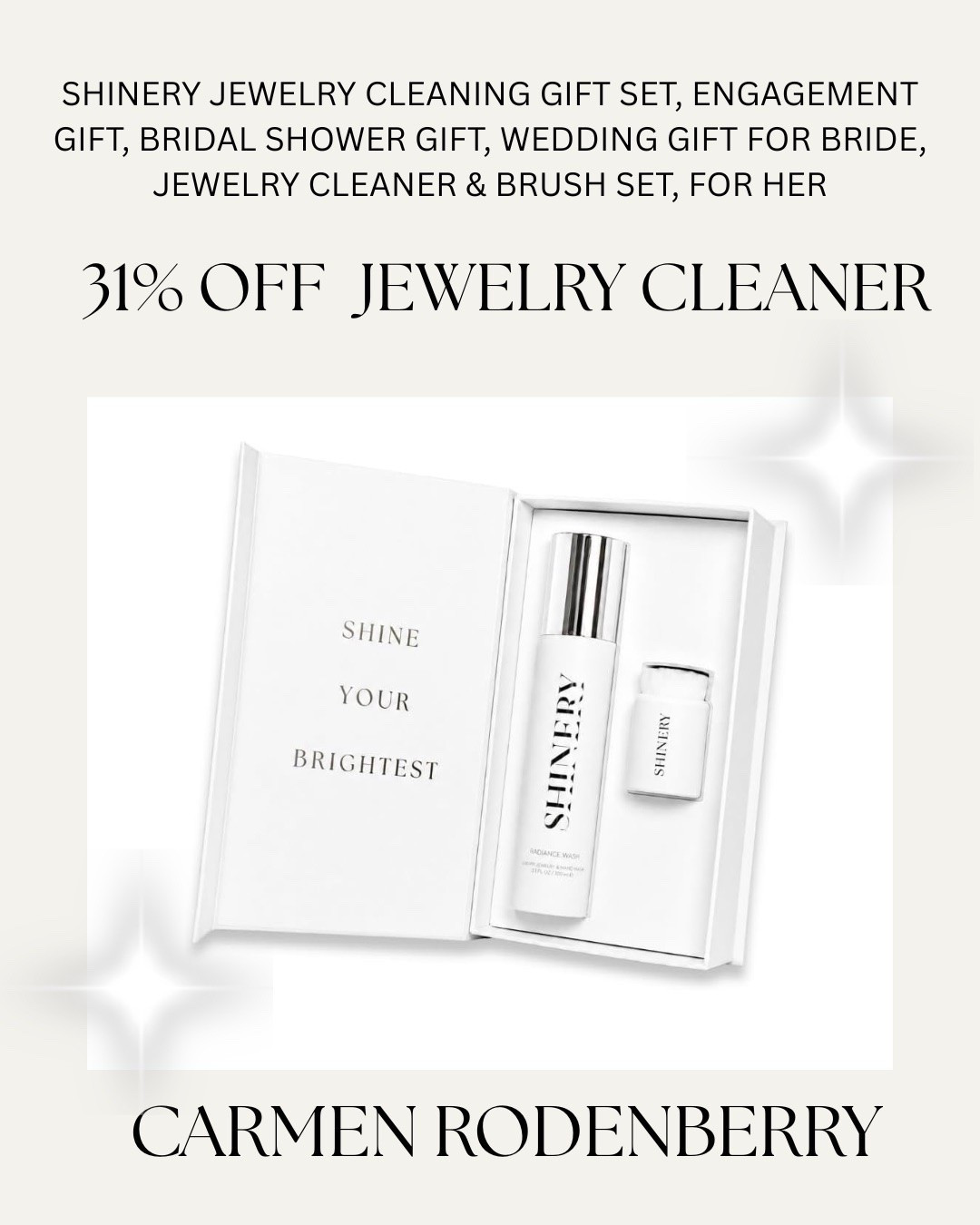 One of my favorite Prime Day finds is on sale! ✨

If you’ve ever wished your jewelry looked as beautiful as the day you bought it, the Shinery Jewelry Cleaning Gift Set is worth every penny. It keeps my everyday pieces sparkling and makes a thoughtful gift for brides, newlyweds, birthdays, or anyone who loves their jewelry.

Right now it’s 31% off for Prime Day, making it the perfect time to stock up or grab one for gifting.

A practical little luxury that I highly recommend. 🤍

Prime Day deal, jewelry cleaner, bridal shower gift, wedding gift, jewelry care, gift for her, Amazon Prime Day, Shinery jewelry cleaner

#LTKSaleAlert #LTKBeauty #LTKWedding