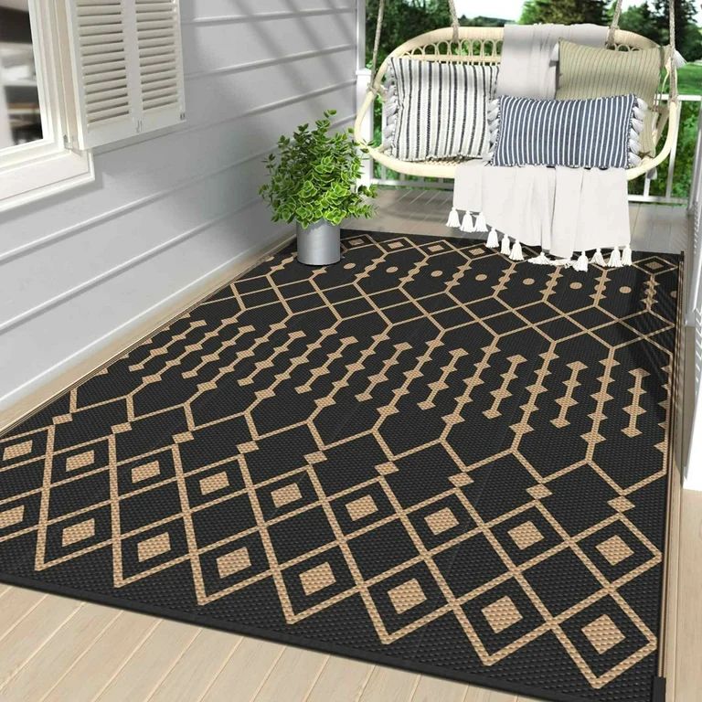 DEORAB Outdoor Rug for Patio Clearance,5'x8' Waterproof Mat,Reversible Plastic Camping,black&brow... | Walmart (US)