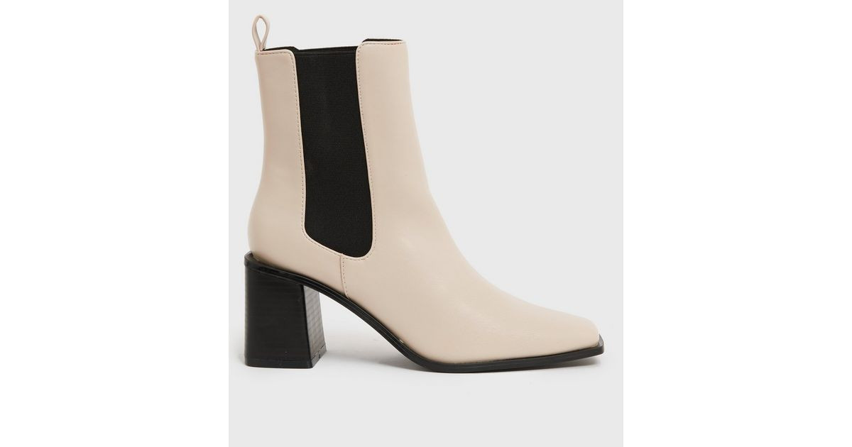 Off White Block Heel High Ankle Chelsea Boots
						
						Add to Saved Items
						Remove from S... | New Look (UK)