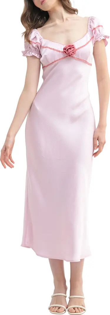 Lush Flower Appliqué Short Sleeve Midi Dress | Nordstromrack | Nordstrom Rack