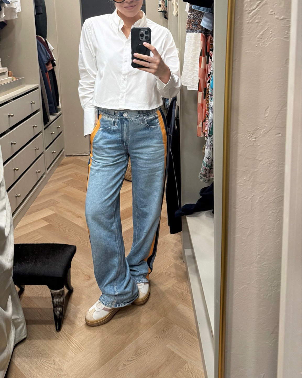 This cropped button down seems so luxe but is $20 on Amazon! And these are the viral pj jeans - I’m obsessed!

#LTKdayinmylife #LTKOver40 #LTKootd