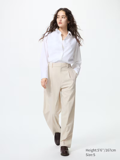 Pleated Wide Trousers | UNIQLO (UK)