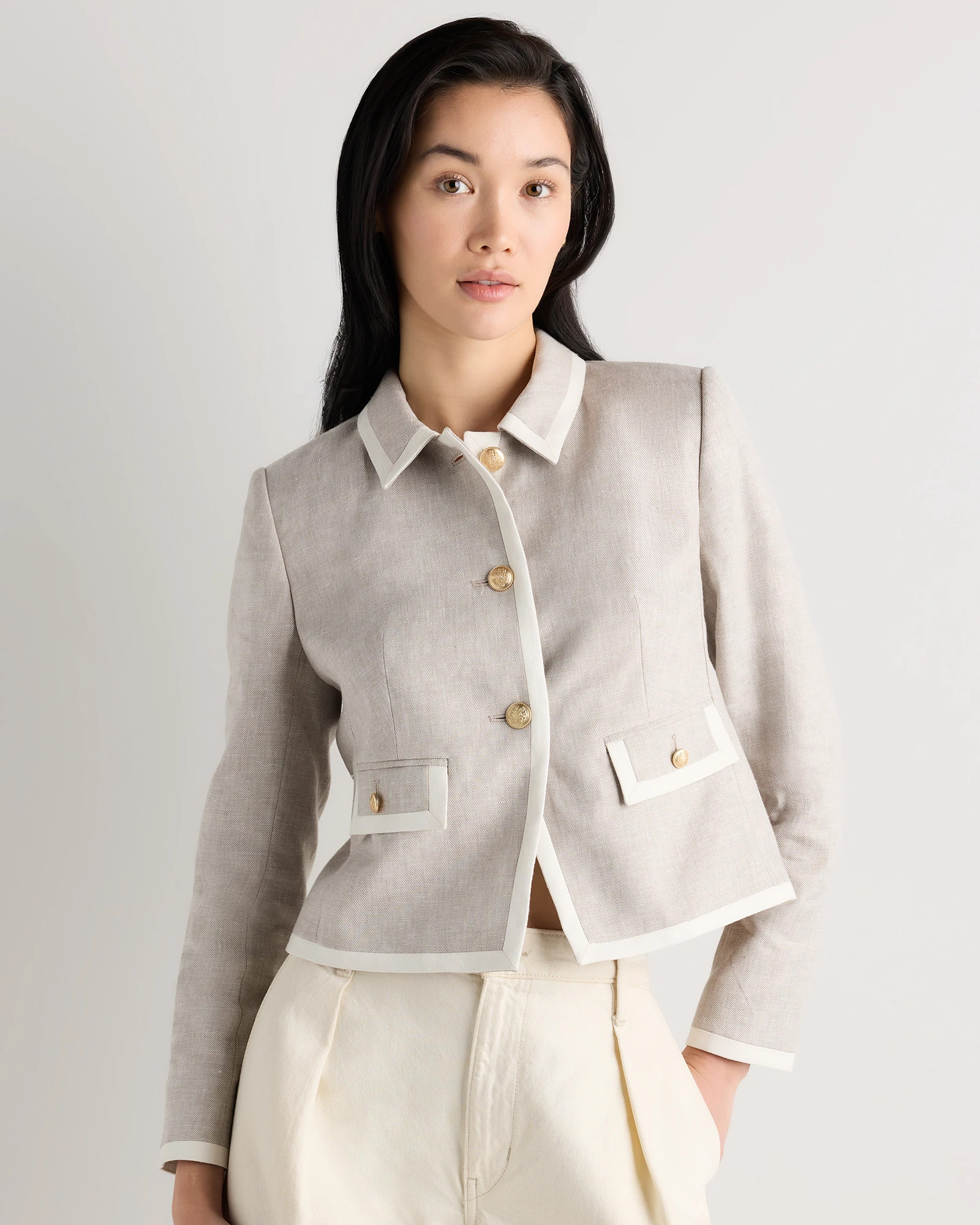 European Stretch Linen Cropped Lady Jacket | Quince