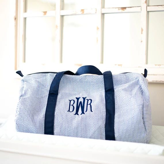 Personalized Baby Duffle Bag  Monogram Seersucker Baby Bag  | Etsy | Etsy (US)