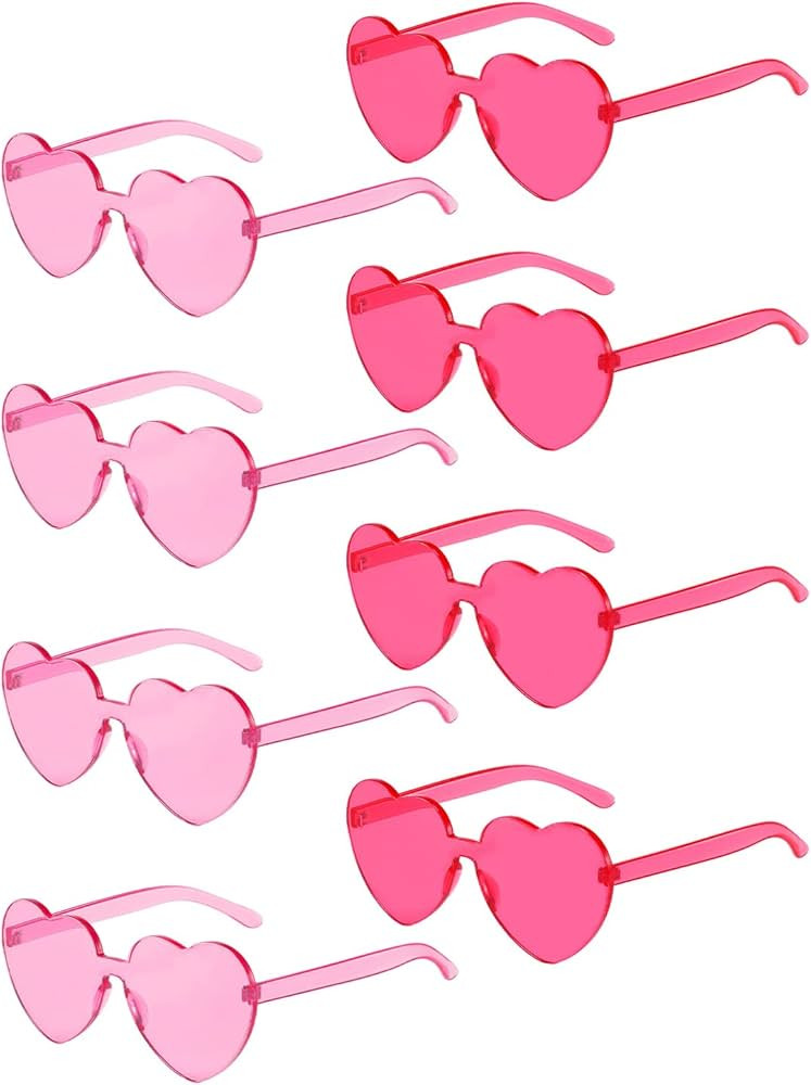 Dllween 8/12 Pairs Heart Sunglasses for Women, Trendy Rimless Transparent Candy Color Heart Glass... | Amazon (US)