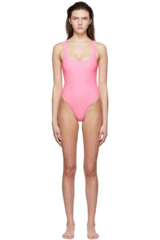 Pink Nylon One-Piece Swimsuit | SSENSE