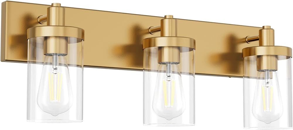 Aipsun Gold Vanity Light 3 Lights Bathroom Vanity Lighting Fixtures Over Mirror Bathroom Wall Lig... | Amazon (US)