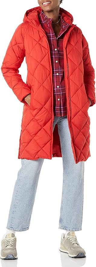 Amazon Essentials Women's Heavyweight Diamond Quilted Knee Length Puffer Coat - Discontinued Colo... | Amazon (US)