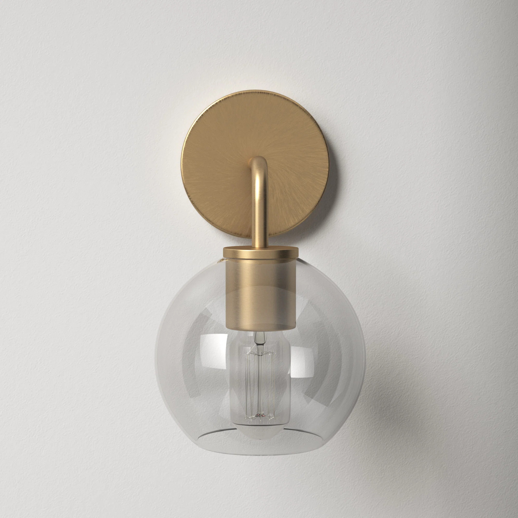 Childerley Single Light Glass Steel Dimmable Armed Sconce | AllModern