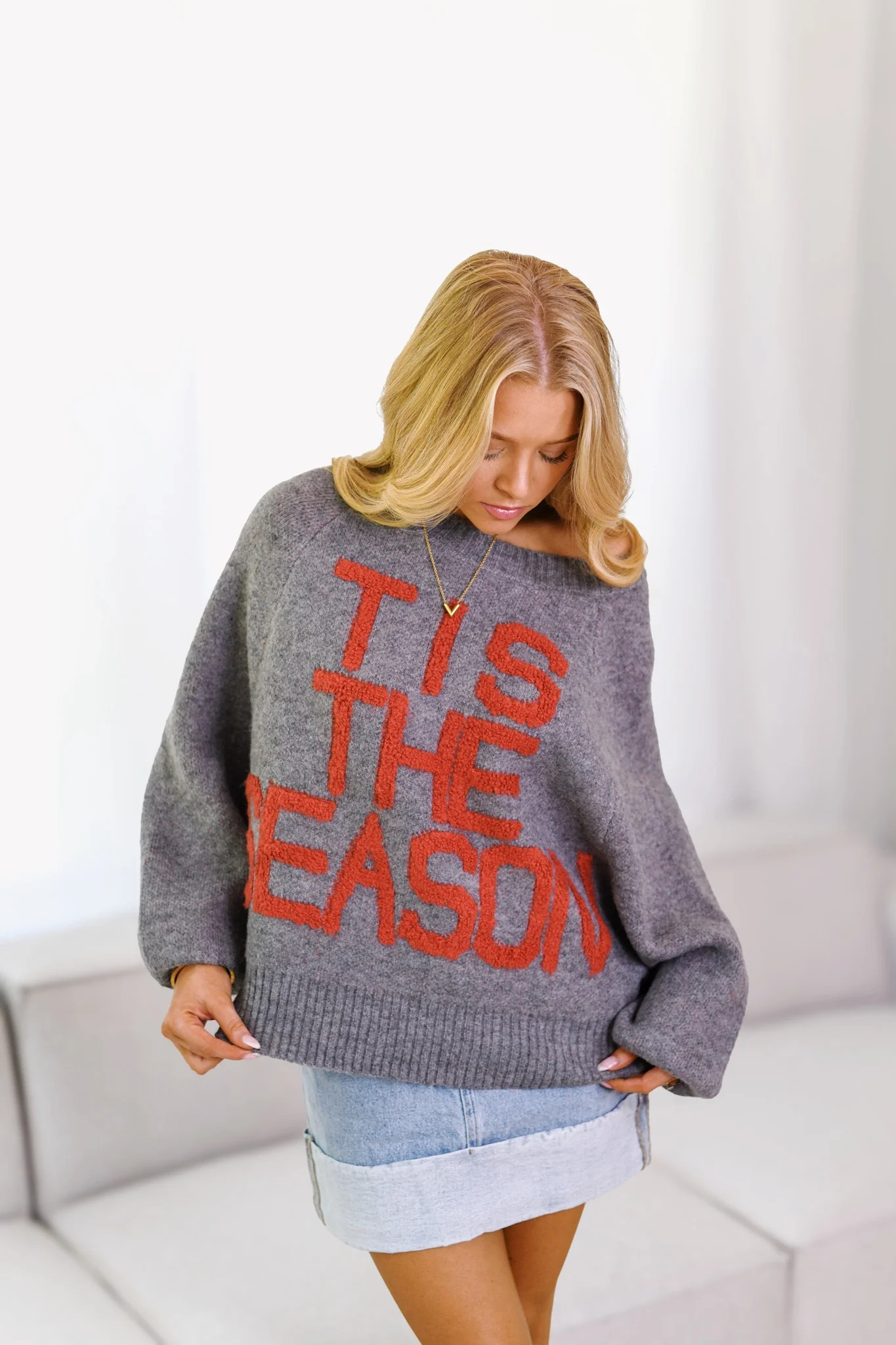 Tis The Season Sweater - Charcoal Large | Fancyd Boutiqe
