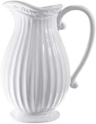 D'vine Dev 10 Inches Tall Large White Ceramic Pitcher Vase Decorative French Country Pitcher Vase... | Amazon (US)