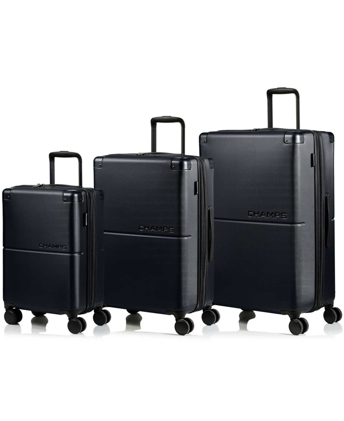 Champs 3-Piece Earth Hardside Luggage Set with Usb - Black | Macy's