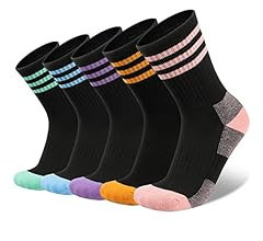 COOPLUS Womens Athletic Crew Socks 5 Pairs Outdoor Recreation Socks Performance Wicking Cushion M... | Amazon (US)
