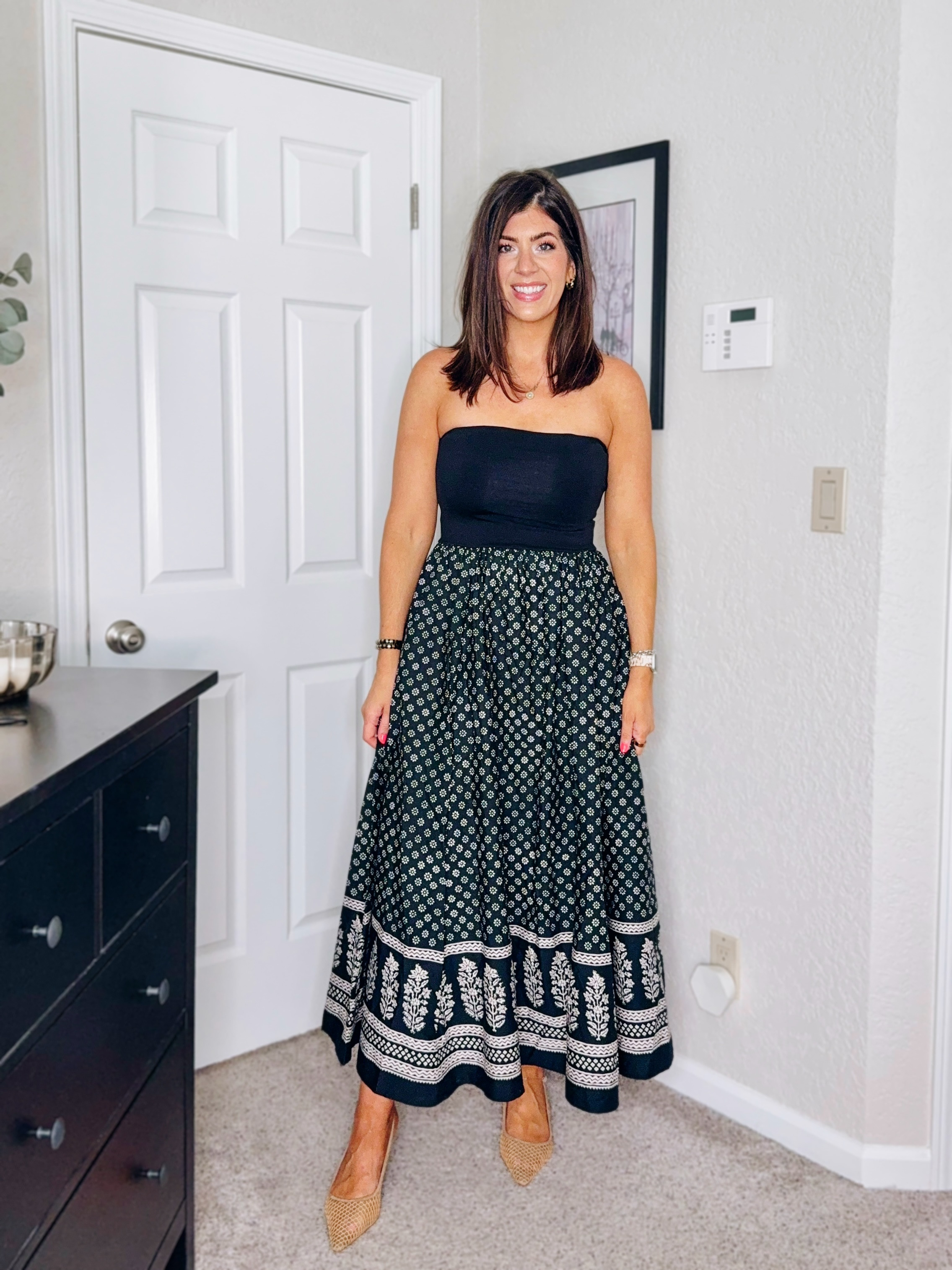 In a medium strapless dress 

#LTKSaleAlert #LTKMidsize #LTKHome