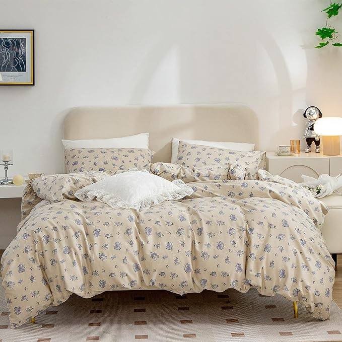 Floral Duvet Cover Twin Cotton, 100% Cotton Chic Floral Twin Bedding Sets 3 Pieces Girl Duvet Cov... | Amazon (US)
