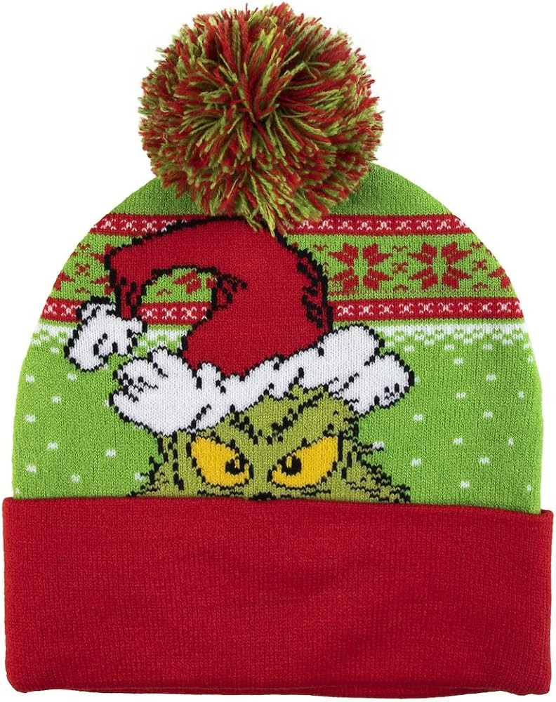 Bioworld Dr. Seuss The Grinch Who Stole Christmas Hat Peeking Character Pom Beanie Cap Licensed N... | Amazon (US)