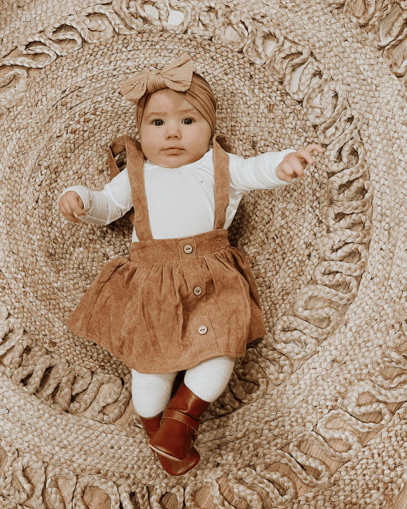 Fallon Corduroy Suspender Skirt - Praline | Bailey's Blossoms