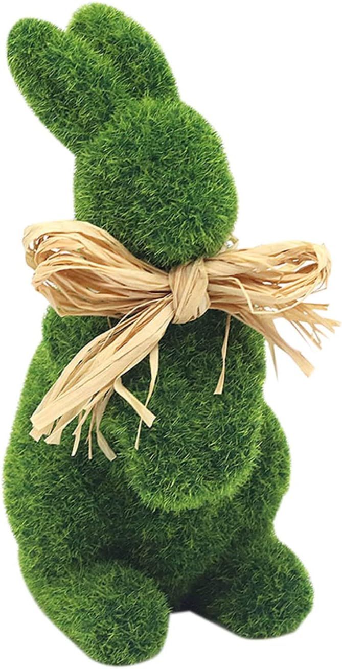 ANGELLOONG Moss Flocked Bunny Easter Decorations for The Home, Faux Moss Rabbit Resin Bunnies, Gr... | Amazon (US)