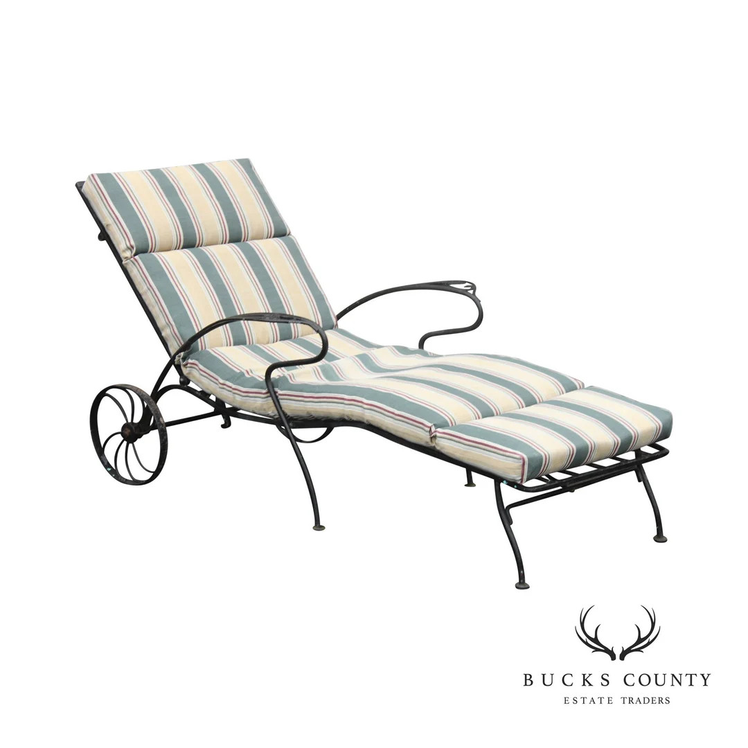 Salterini Vintage Wrought Iron Outdoor Patio Chaise Lounge | Etsy (US)