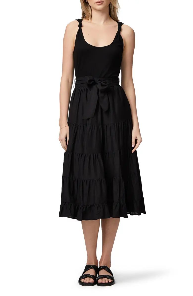 PAIGE Samosa Tie Waist Tiered Midi Dress | Nordstrom | Nordstrom