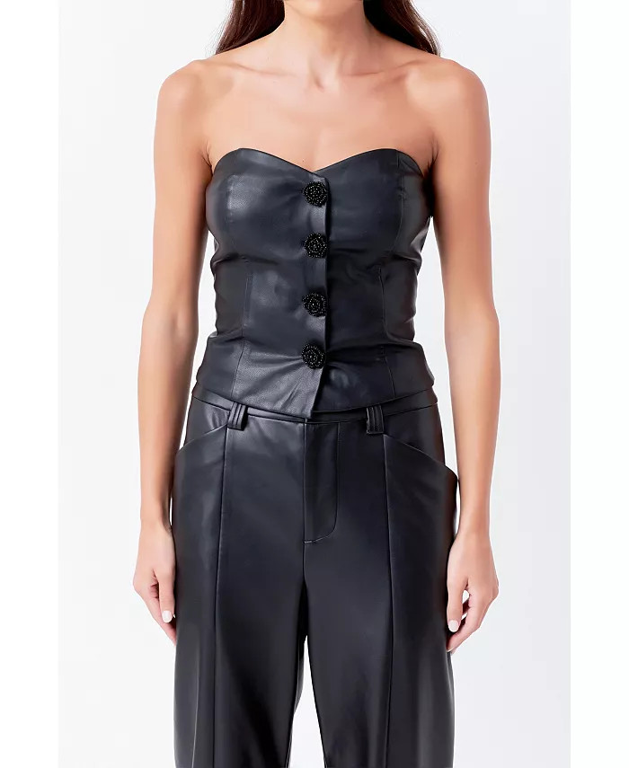 Women's Faux Leather Strapless Top | Macy's