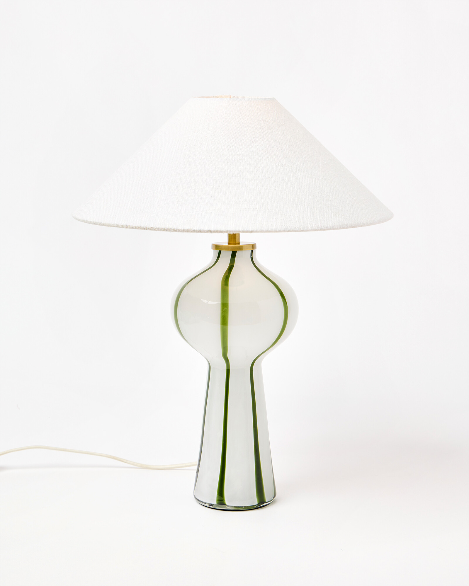 Albus Green Stripe Glass Desk & Table Lamp | Oliver Bonas | Oliver Bonas (Global)
